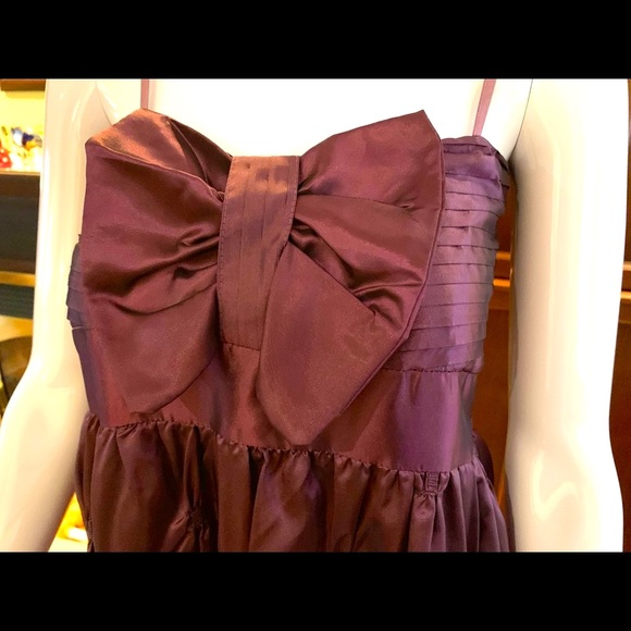 Beautiful shiny mini prom dress rose color big bow spagetthi straps elastic top - Picture 8 of 14